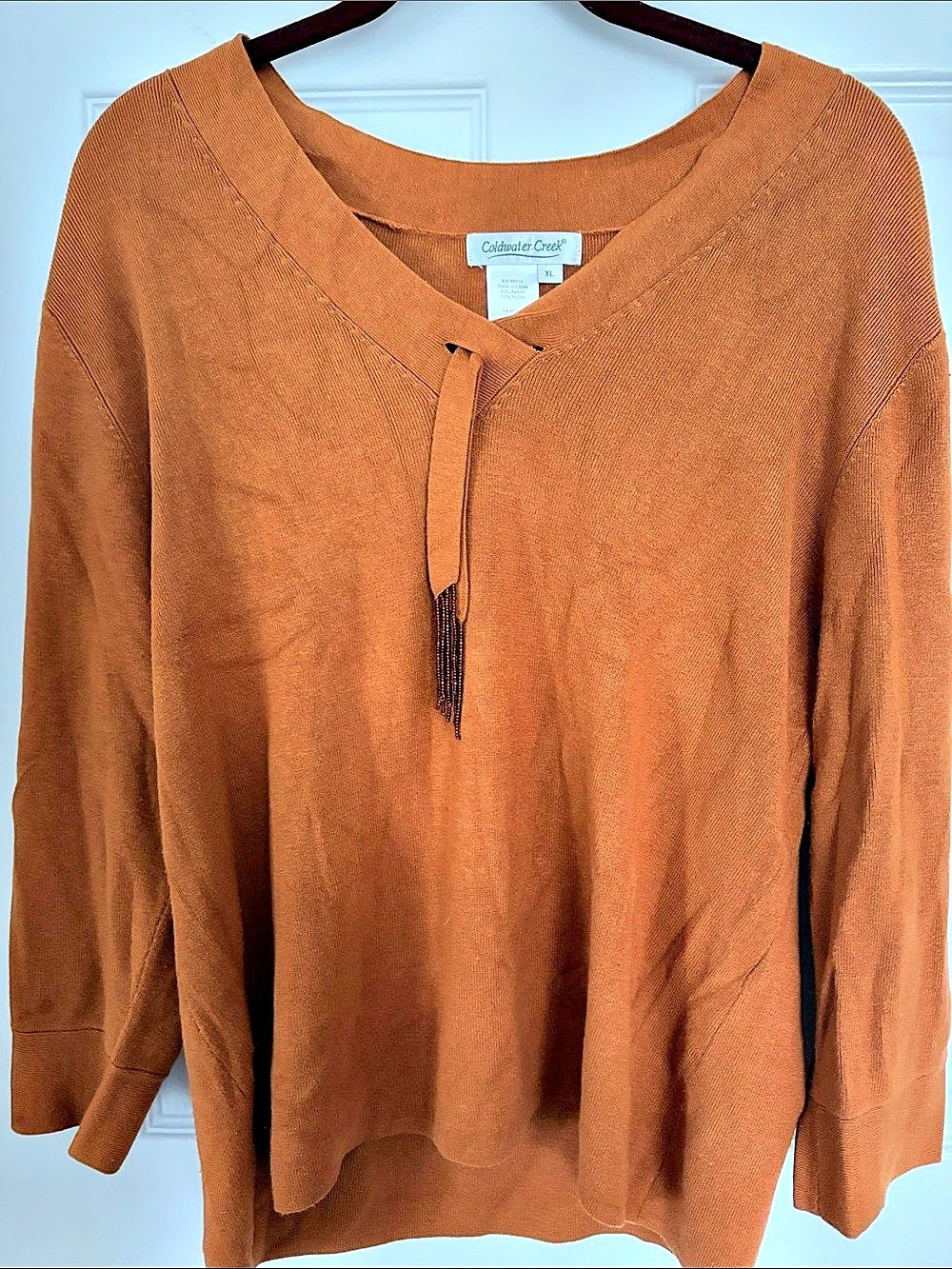 Coldwater Creek 3/4 Sleeve V Neck Pullover Sweater, XL